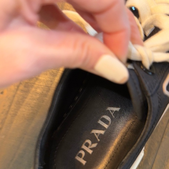 Prada women’s double wheel black re-nylon gabardine sneakers size 38 - Picture 6 of 13